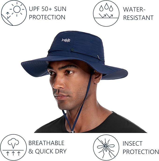 BASSDASH UPF 50+ Mosquito Sun Hat with Hidden Head Net and Neck Flap for Men Women Outdoor Fishing Hiking Camping FH16