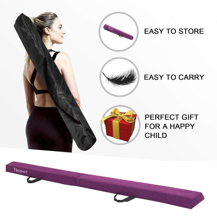 FBSPORT 8ft Balance Beam: Folding Floor Gymnastics Equipment for Kids Adults,Non Slip Rubber Base, Gymnastics Beam for Training, Practice, Physical Therapy and Professional Home Training