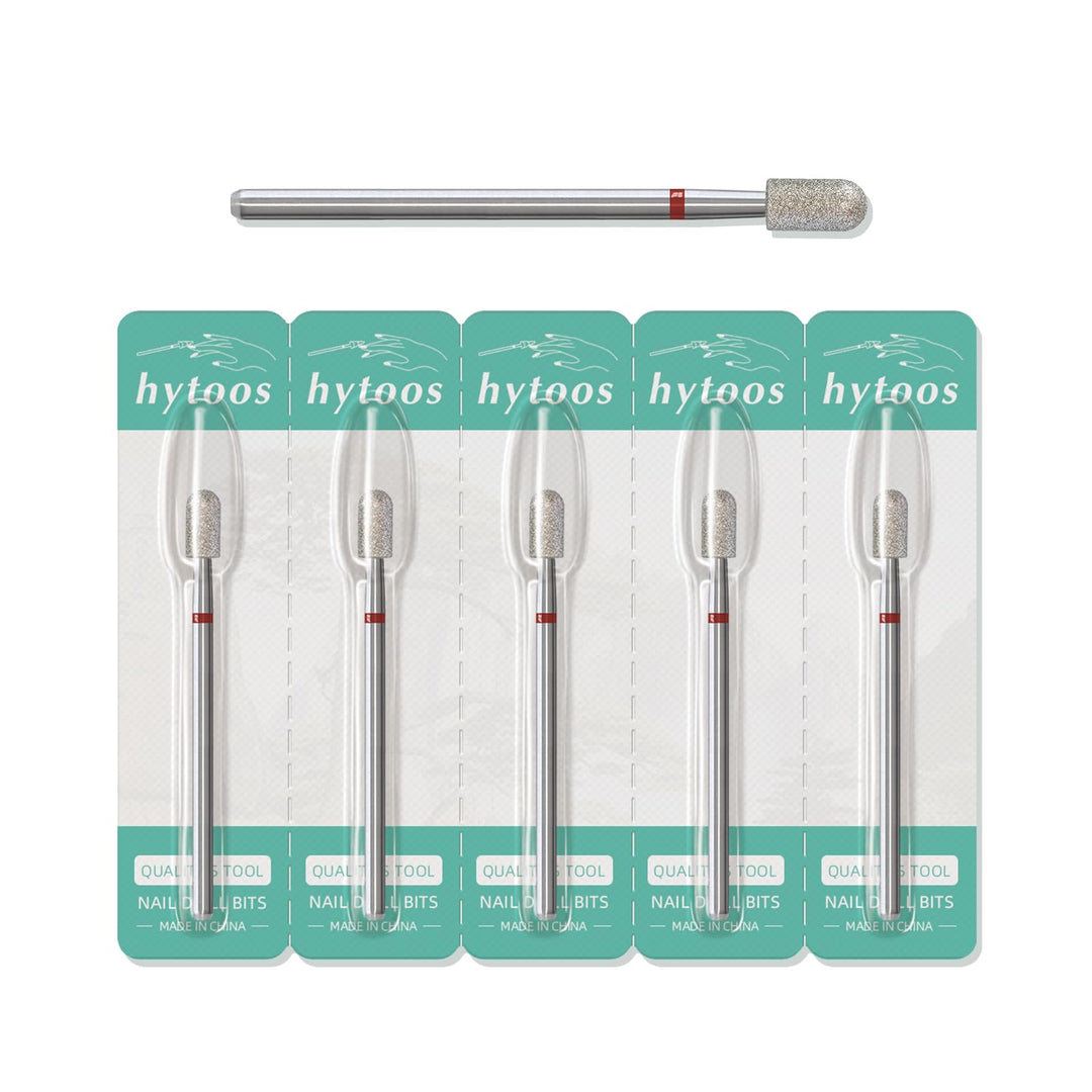 HYTOOS 4mm Smooth Barrel Cuticle Clean Nail Drill Bits, 5Pcs/Set Russian Diamond Nail Bit Professional Safety Under Nail Cleaner Burr for Cuticle Dead Skin, Electric Nails Drill Accessories, Fine