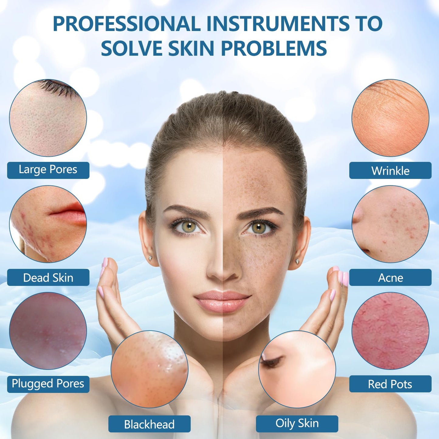 ACWOO Skin Scrubber, Ultrasonic Skin Spatula Blackhead Remover Pore Cleaner with 4 Modes, USB Rechargeabl Comedones Extractor, Skin Care Tools for Facial Deep Cleansing - 2 Silicone Covers Included