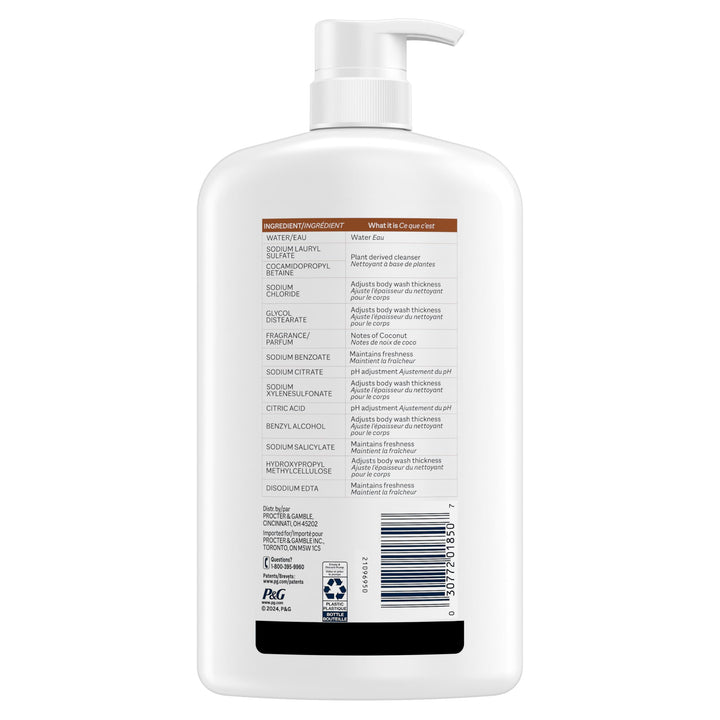 Ivory Gentle Body Wash, Designed for the Whole Family, Free of Dyes Heavy Perfumes Parabens Phthalates & Silicones, Coconut Scent, 35 oz