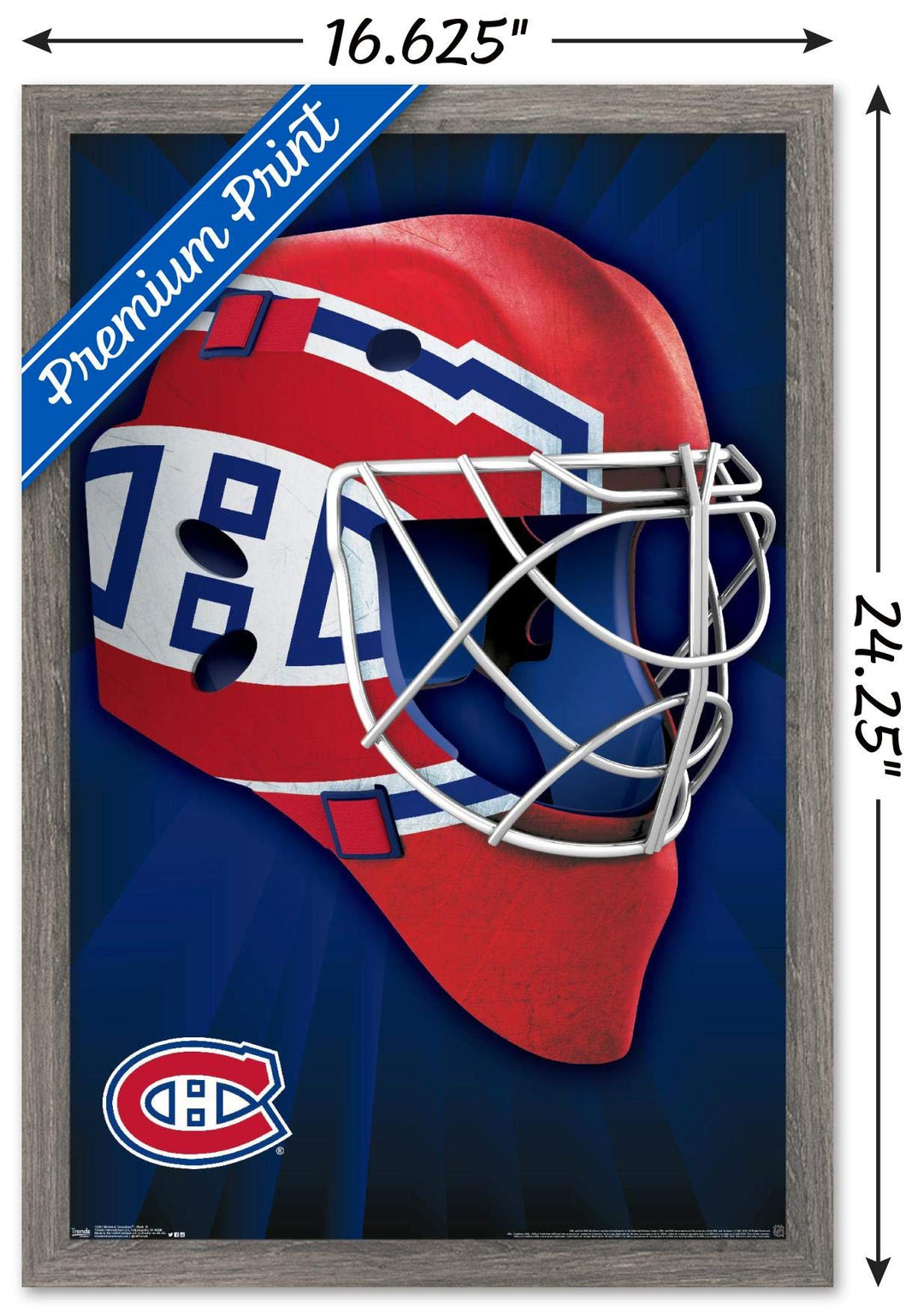 Trends International NHL Montreal Canadiens - Mask 16 Wall Poster, 14.725" x 22.375", Barnwood Framed Version