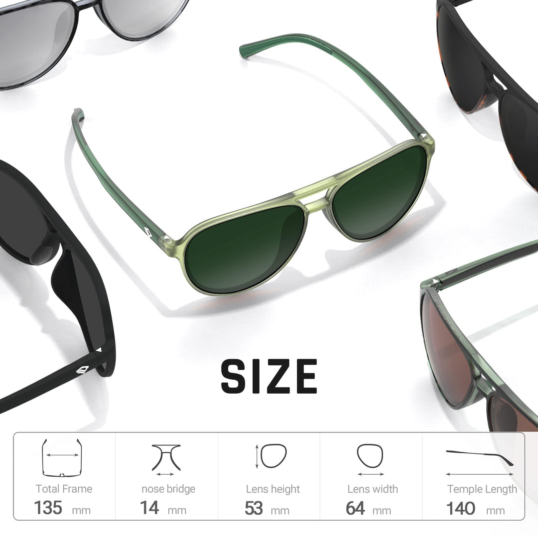 TOREGE Sunglasses for Men Aviator Polarized Sunglasses for Women Sports Glasses Fishing Boating Beach Golf Driving TR75(Transparent Green&Dark Green&Green Lens C4)