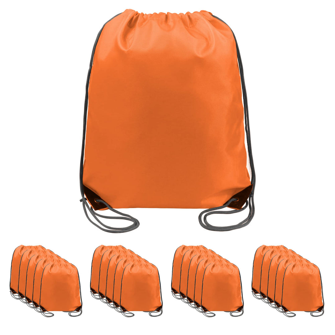 BeeGreen 20 pieces Wholesale Orange Drawstring Backpack Bags Cinch Bags Bulk Heavy Duty String Backpack Machine Washable Lightweight Sackpack Outdoor Sport Bags for Men Women