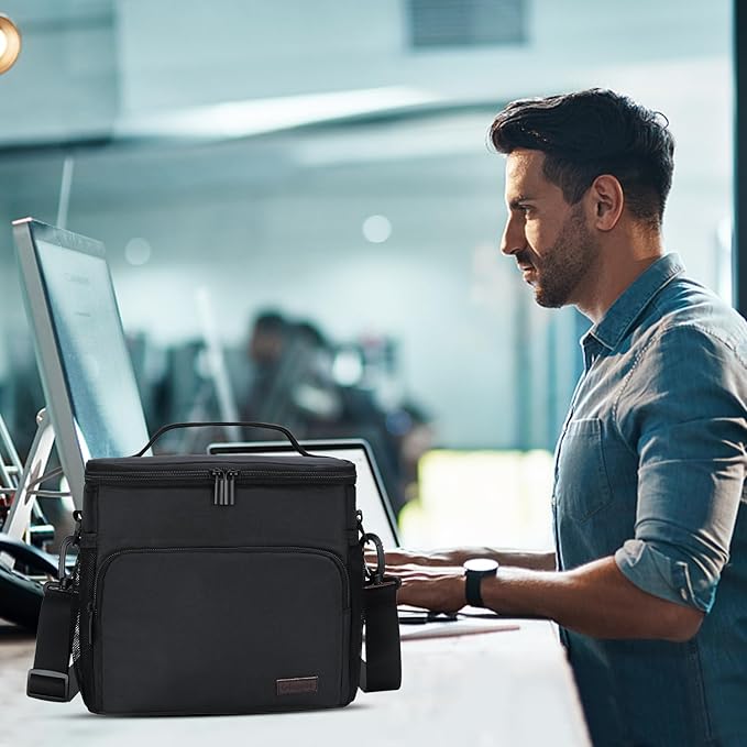 Gloppie Lunch Box for Men Women Insulated Lunch Bag Reusable Lunch Cooler Bag, Black