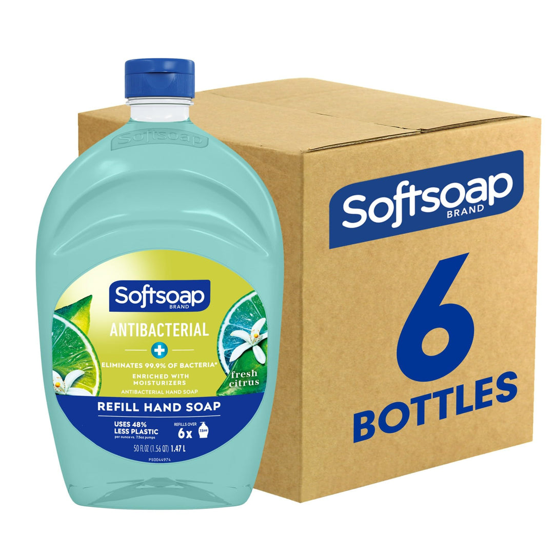 Softsoap Liquid Hand Soap Refill, Fresh Citrus, 50 Oz, Green, Carton Of 6 Refills