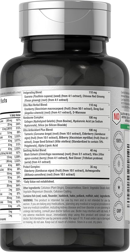 Horbäach Mens Multivitamins 50 Plus | 60 Caplets | with Calcium, Magnesium, Vitamin A, B, C, D & E | 50+ Advanced Formula | Non-GMO & Gluten Free Supplement