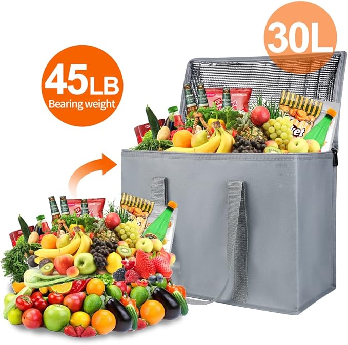 Insulated Reusable Grocery Shopping Bags, 4 Packs