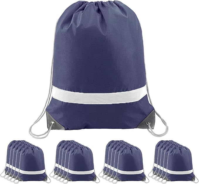 BeeGreen Drawstring Backpack Bags 20,30,50 Packs Reflective String Bags for Gym Sport Trip Cinch Sack DIY for Women Men