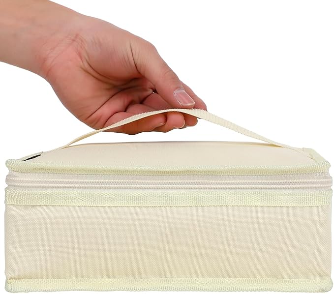 FlowFly Small Insulated Lunch box Portable Soft Bag Mini Cooler Thermal Meal Tote Kit with Handle for Work & School, Beige