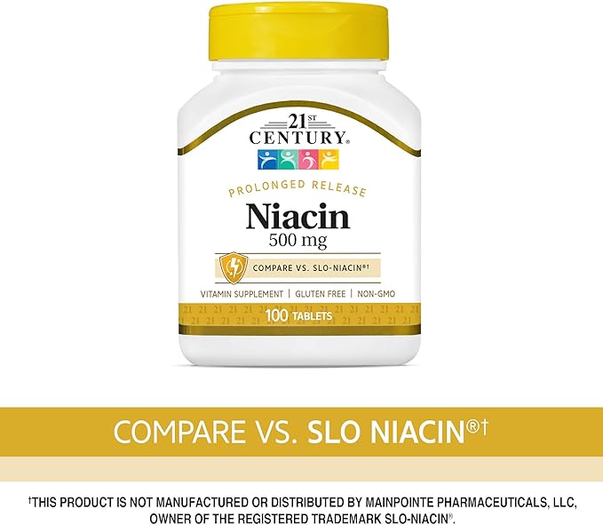 21st Century Niacin 500 mg Prolonged Release Tablets, 100 Count (27474) (Pack of 2)