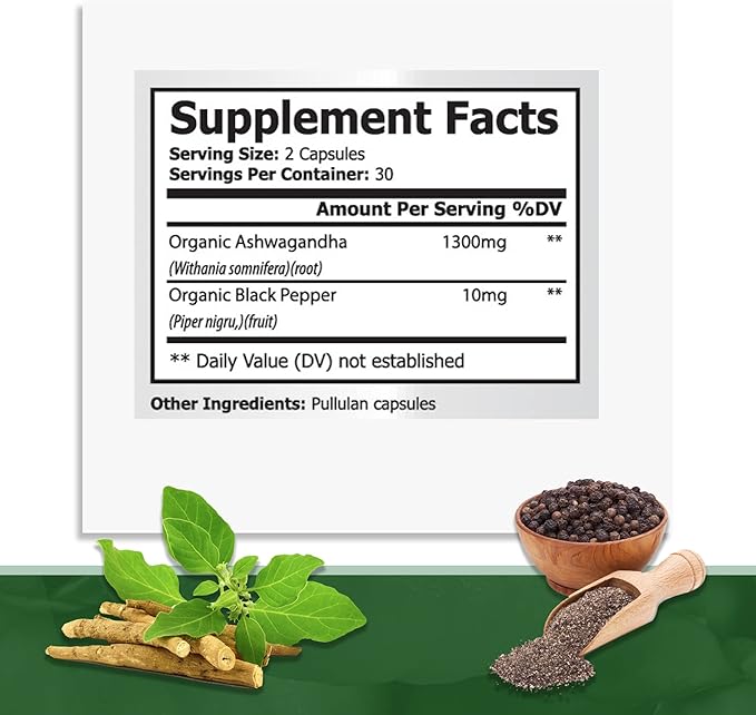 Pure Moringa Oleifera Leaf Extract Plus Ashwagandha with Black Pepper for Enhanced Absorption - Stress Relief, Mood Enhancer with Energy and Cognitive Function Support