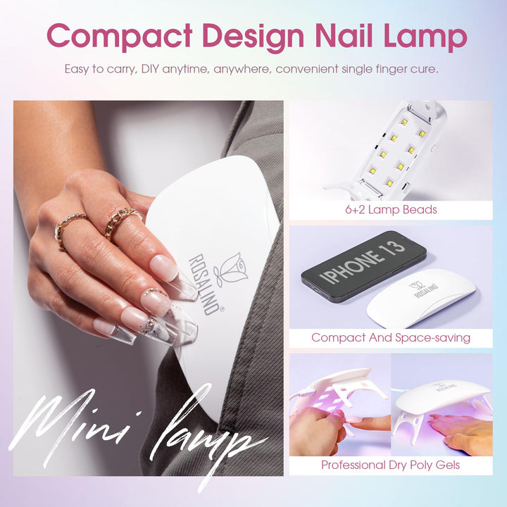 ROSALIND Poly Nail Gel Kit, 28 Colors Clear Nude Brown Poly Nail Gel Kit with U V Light Poly Nail Gel Starter Kit For All Seasons Beginner DIY at Home