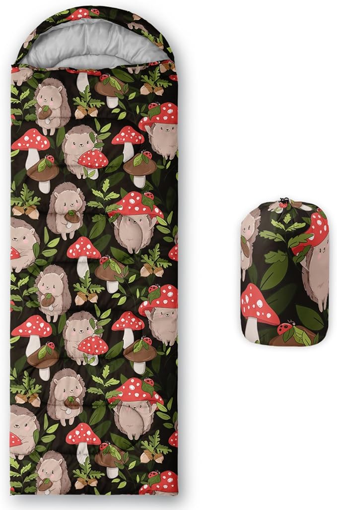 AILONEN Kids Floral Cat Camping Sleeping Bags,Lightweight & Waterproof,3 Season Warm & Cool Weather,Kawaii Kitten Sleeping Bags for Girls Adults,Travelling,Outdoors