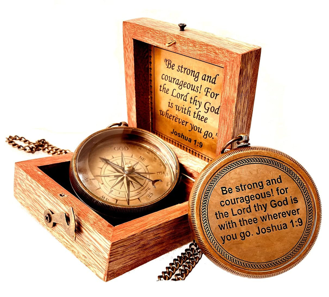 Religious Gifts for Men - God My Lord Guide Me Compass | Baptism Gift Teenage Boys, Graduation Gift 2023, Catholic Christian Holy Communion Gift Kids, Confirmation Gift (God Compass Wood Box)