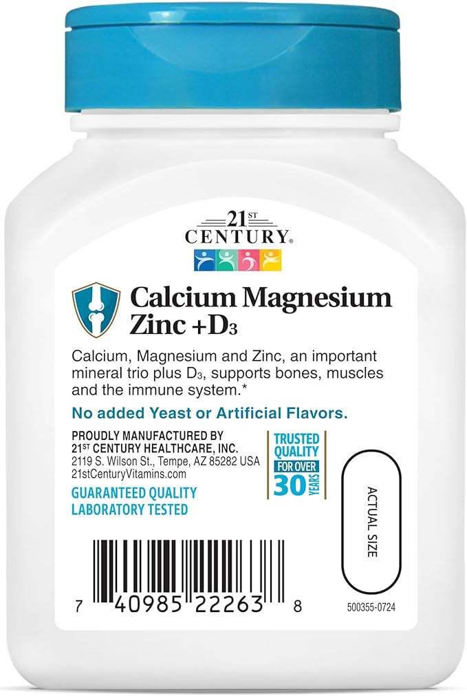 21st Century Cal Mag Zinc +D Tablets, 90 Count