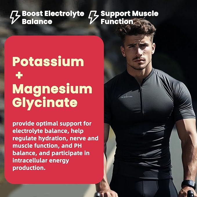 Potassium Magnesium Gummies,High Absorption Magnesium Glycinate,B6,D3,Potassium Citrate for Leg Cramps,Muscle,Electroyte for Adults Kids,Sugar-Free, 120 Gummies (Strawberry Flavor)