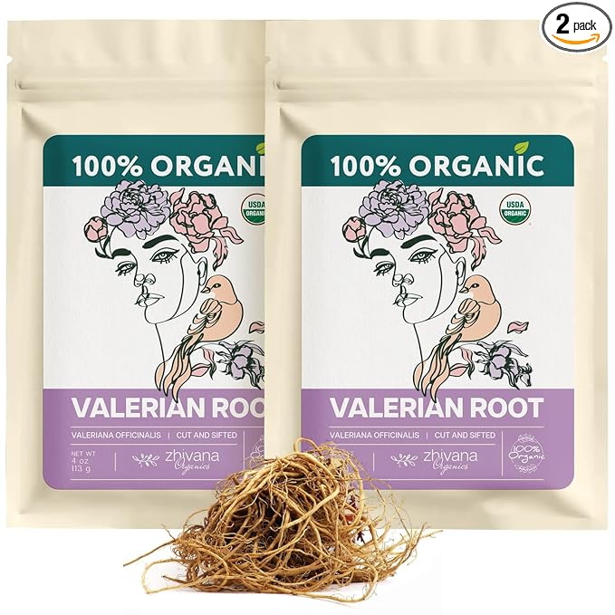 Zhivana Organics Organic Valerian Root Tea (Pack of 2) - Valarian Root Herb - Sleep Longer & Better - Support Nervous System, Lower Stress Levels - 8 Ounces