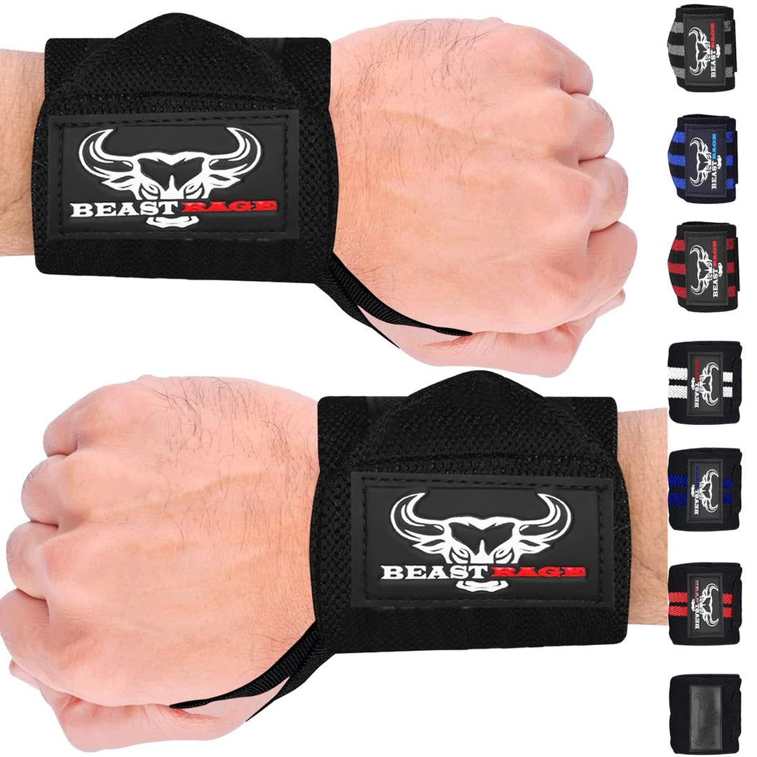 BEAST RAGE® Padded Cotton Lift Straps Lifting Wrist Straps for Weightlifting, Gym, Deadlift, Workout (Pair) Premium Lifting Straps for Gym Men and Women Soft, Supportive Wrist Pads (Black Org)