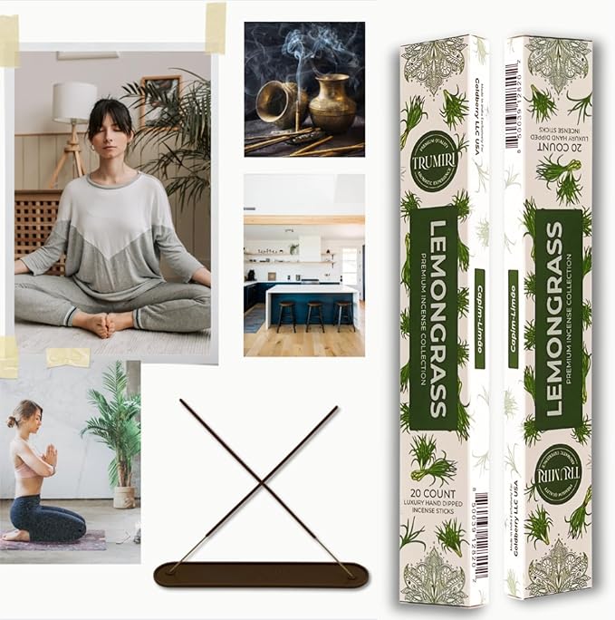 Lemongrass Incense Sticks for Backyard Patio - Total 40 Insence-Sticks - Dual Pack of 20 Insense - Inciensos - Inscents - Natural Non Toxic Ingredients - Incents - Incence - Inscense - Insents