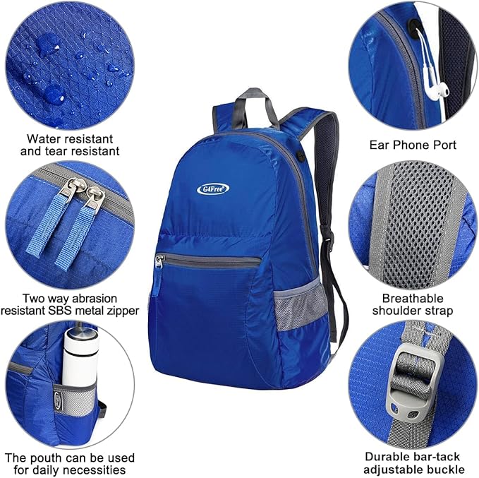 G4Free 20L Lightweight Packable Backpack Travel Hiking Daypack Foldable Backpack for Men Women