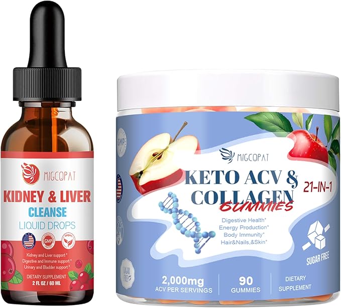 Kidney and Liver Cleanse Drops + Sugar Free Apple Cider Vinegar Gummies