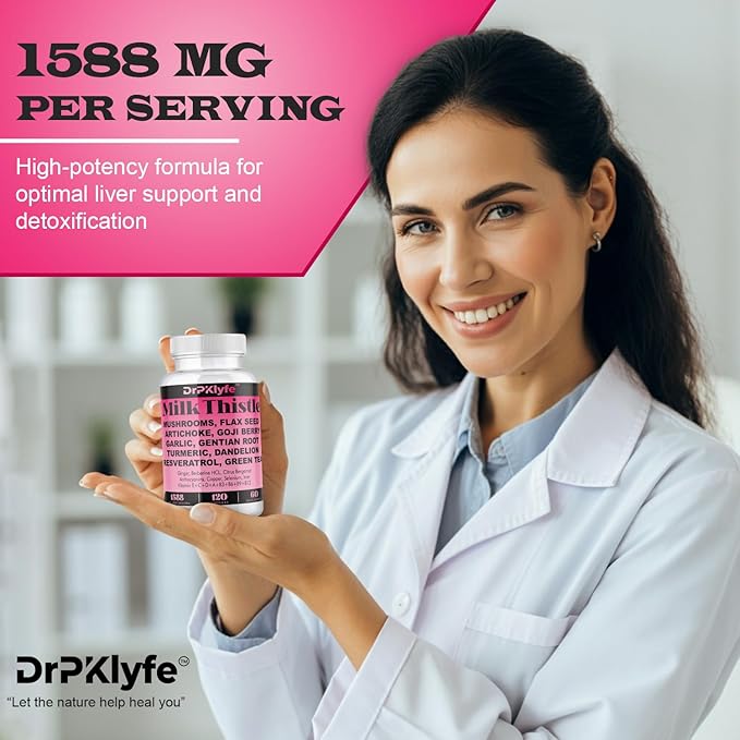 Milk Thistle Capsules for Liver Detox & Cleanse Support – with Dandelion Root, Resveratrol, Artichoke, Moringa, Silymarin – 120 Capsules (60-Day Supply)