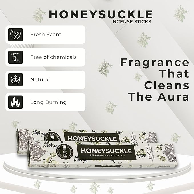 Honeysuckle Incense Sticks - Total 40 Insence-Sticks - Dual Pack of 20 Insense - Inciensos - Inscents - Natural Non Toxic Ingredients - Incents - Incence - Inscense - Insents