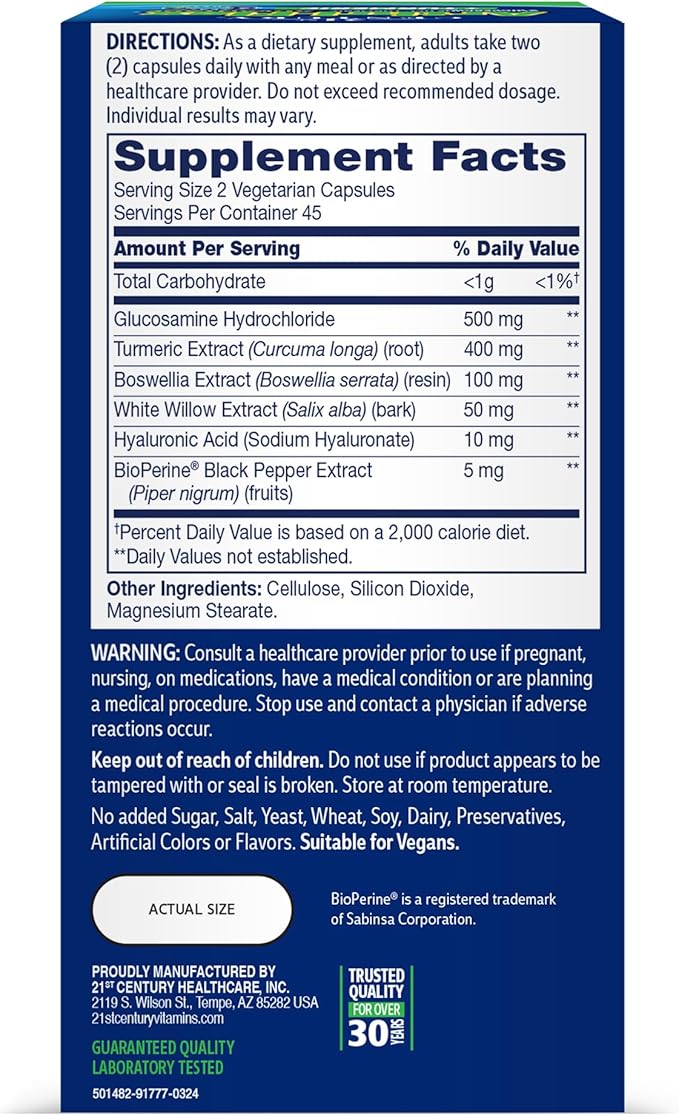 21st Century Arthri-Flex Advantage Plus Turmeric Vegetarian Capsules, 90 Count