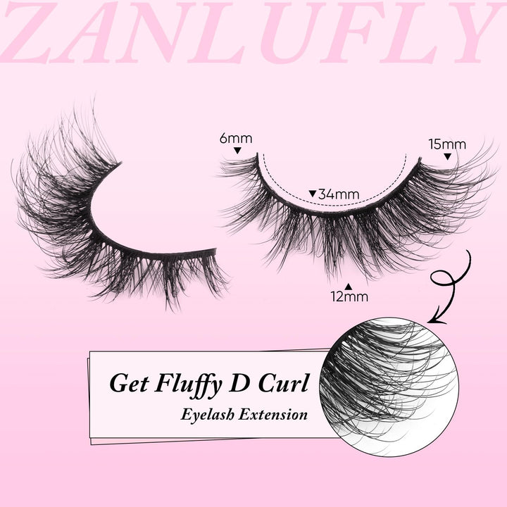 False Eyelashes Cat Eye Strip Lashes Fluffy False Lashes D Curl Faux Mink Lashes Wispy Lash Extension Thin Band 3D Volume Eyelashes 10 Pairs Pack by zanlufly