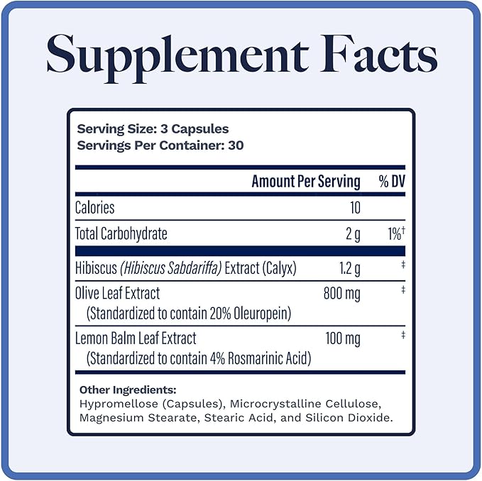 Hiburil | Blood Pressure Support Formula | with Olive Leaf Extract, Hibiscus Extract, & Lemon Balm Extract | 90 Capsules