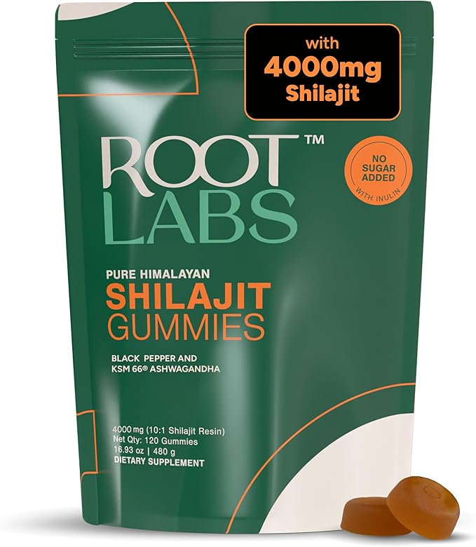 4000 mg Pure Himalayan Shilajit Gummies I No Added Sugar I KSM-66 Ashwagandha, Gokshura| 75%+ Fulvic Acid & 85+ Trace Minerals I Men,Women I Non-GMO I Lab Tested I 100% Natural I 120 Pouch