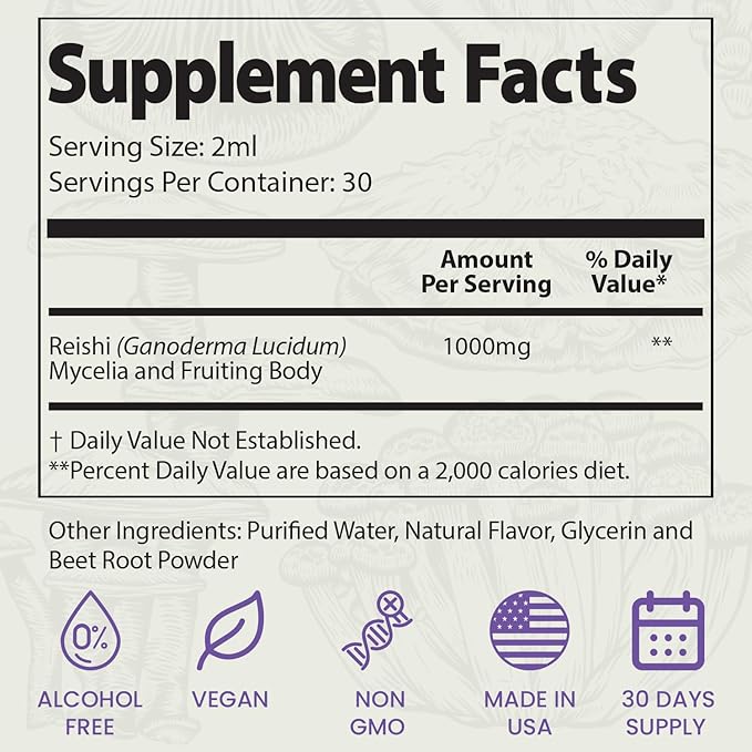 Auri Reishi Super Mushroom Elixir - Immune Booster and Stress Support Supplement to Achieve Deeper Sleep - Reishi Tincture 60ml