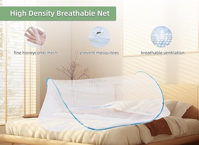 78 * 32 * 22 Inch Large Up Mosquito Tent, Portable Foldable Mosquito Net, Camping Mosquito Net with Net Bottom, for Bed Camping Travel Patio (Blue)