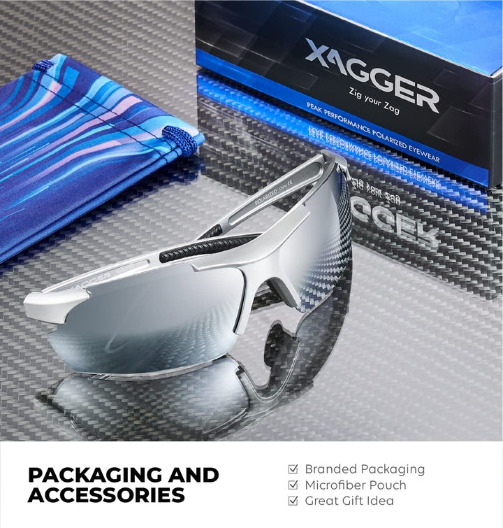 Xagger Polarized Wrap Around Sport Sunglasses for Men Women UV400 Baseball Softball Running Cycling Glasses