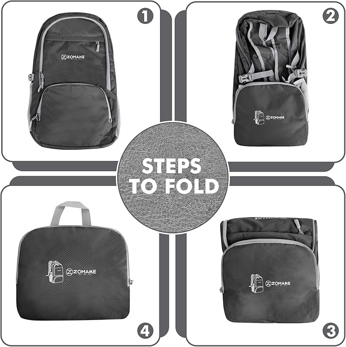 ZOMAKE Lightweight Packable Backpack 30L, Foldable Hiking Backpacks Water Resistant Compact Folding Daypack for Travel(Dimgray)