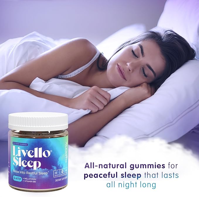 Livello Sleep Wild Berry Gummies - 30 Servings Natural Sleep Support with 5-HTP, Melatonin, and Vitamin B6 for Peaceful Night, Vegan & Gluten-Free