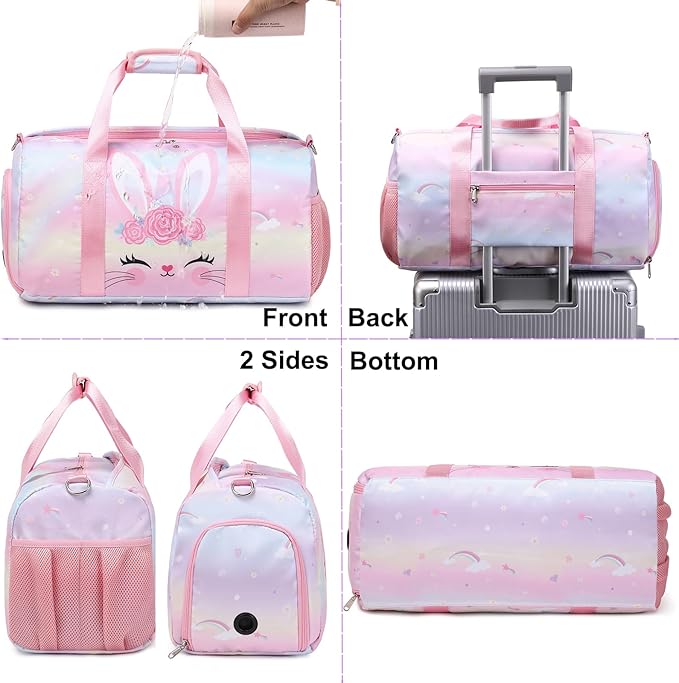 Unicorn Dance Bag for Girls Travel Duffel Bags Girls Sports Gym Bag Overnight Ballet Dance Bag with Shoe Compartment and Wet Compartment（Pink）