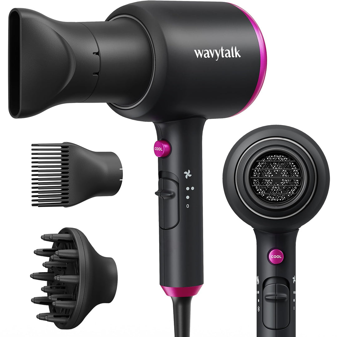 Wavytalk Professional Hair Dryer With Diffuser, 1875W Blow Dryer Ionic Hair Dryer For Women With Constant Temperature, Hair Drye