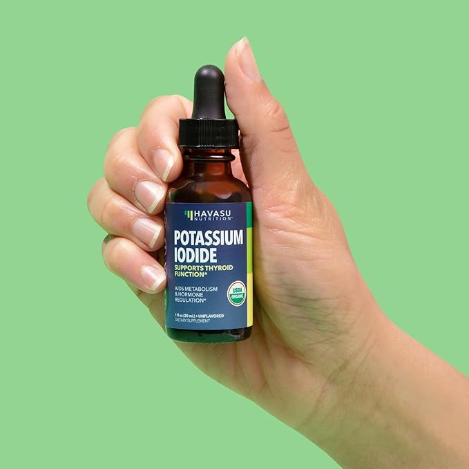 Iodine Liquid Drops - USDA Organic Potassium Iodide Supplement for Thyroid Health, Hormone Balance, and Metabolism Support - 1-Year Supply - Vegan, Non-GMO Gluten-Free - Unflavored, 1 Fl Oz