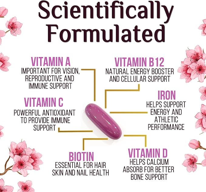 Multivitamin for Women with Iron, Calcium, Zinc, Vitamin A, C, D, E, & B Vitamins for Bone, Skin & Immune Health Support, Nature's Daily Womens Multivitamins for Women's Energy & Health, 60 Softgels