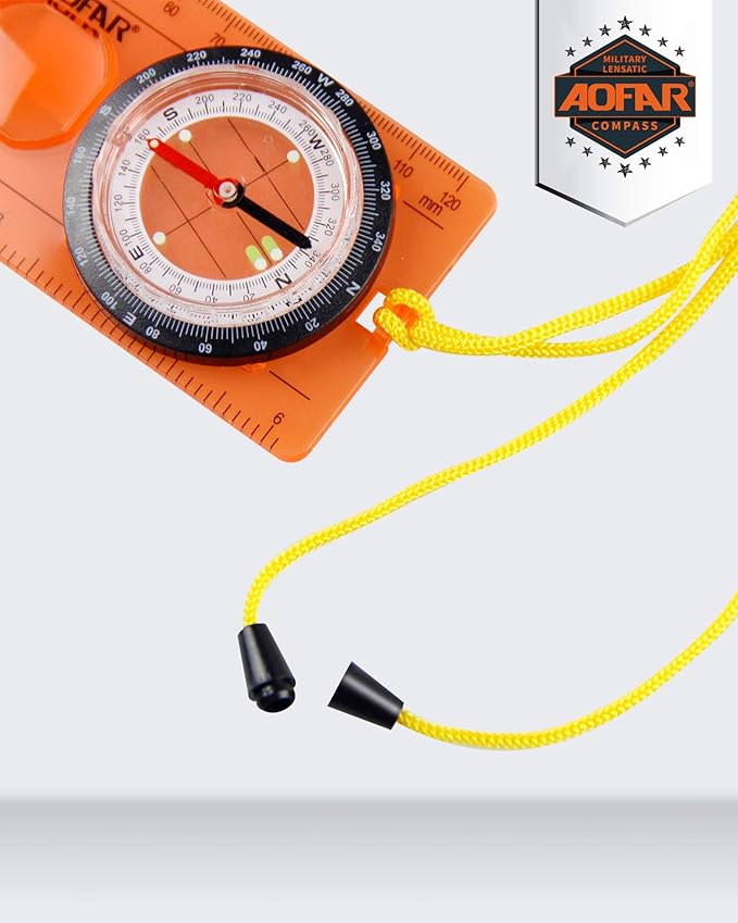 AOFAR Orienteering Compass AF-5C for Hiking, Boy Scout, Kids - Professional Field Compass for Map Reading, Navigation and Survival - Lightweight Mini Camping