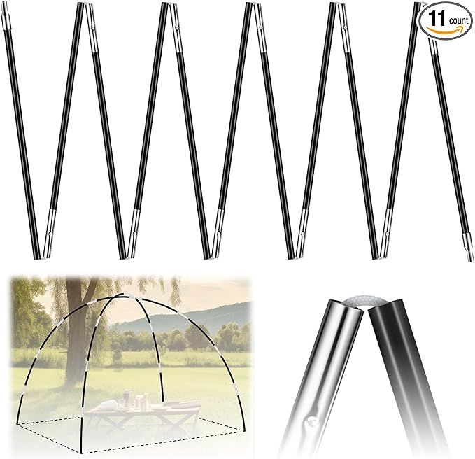 Fiberglass Tent Poles Replacement Pre Assembled Black Tent Pole Tent Replacement Parts Camping Poles for Hiking Outdoor Camping Backpacking Tent