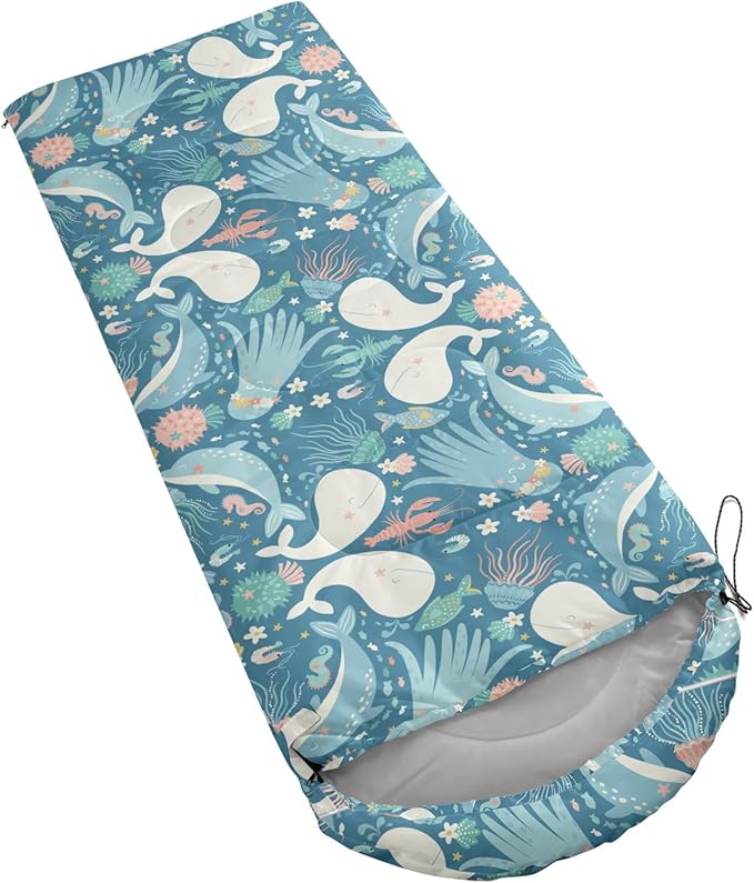 AILONEN Cartoon Fox Camping Sleeping Bag for Boys Girls Adults,Lightweight & Waterproof,3 Season Warm & Cold Weather,Portable,Kawaii Fox Printed Sleeping Bag,Traveling,Camping,Hiking