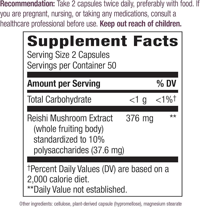 Nature’s Way Reishi Mushroom Supports Immune Function* Non-GMO Project Verified Adaptogenic* 100 Capsules