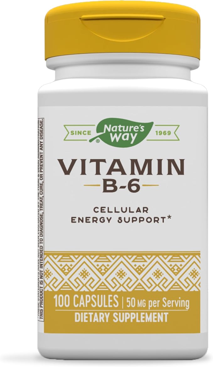 Nature's Way Vitamin B-6 Supplement, Cellular Energy Support*, 50mg per Serving, 100 Capsules