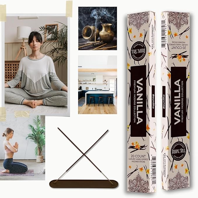 Vanilla Incense Sticks - Total 40 Insence-Sticks - Dual Pack of 20 Insense - Inciensos - Inscents - Natural Non Toxic Ingredients - Incents - Incence - Inscense - Insents