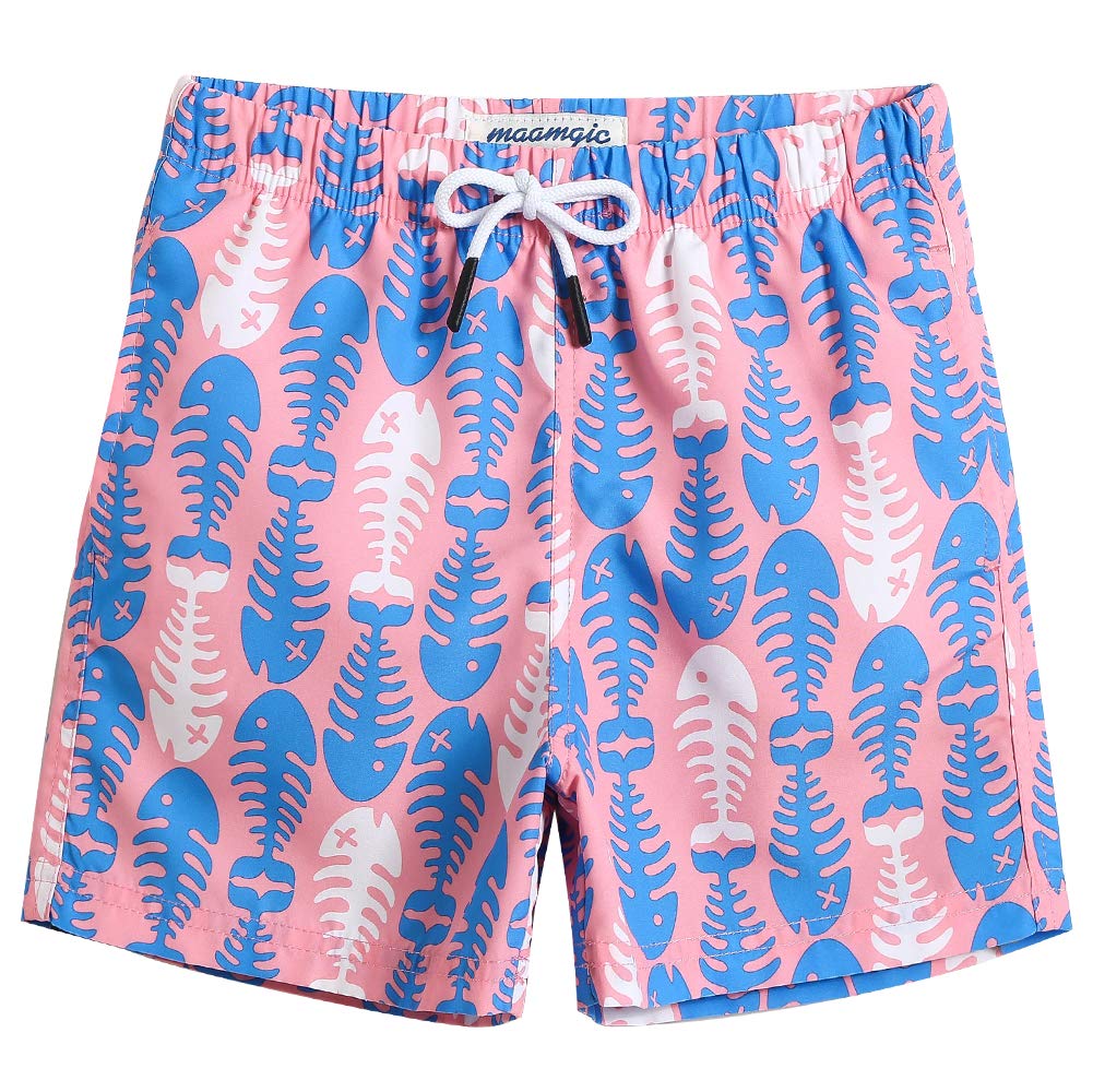 maamgic Boys Swim Trunks Toddler Swim Shorts Little Boys Bathing Suit Swimsuit Toddler Boy Swimwear,Fish-pink,2 T