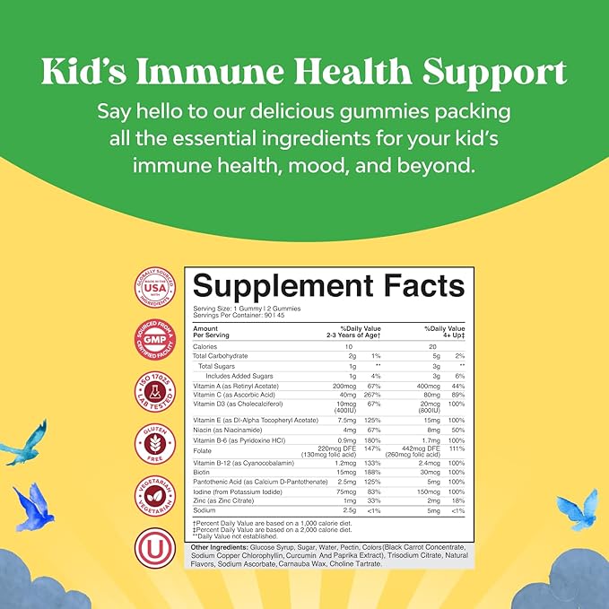 Bundle of Delicious Daily Kids Multivitamin Gummies - Multivitamin for Kids Immunity Support Gummies and Relaxing Calm Magnesium Gummies for Kids for Nerve Bone and Muscle Health Calm Gummies