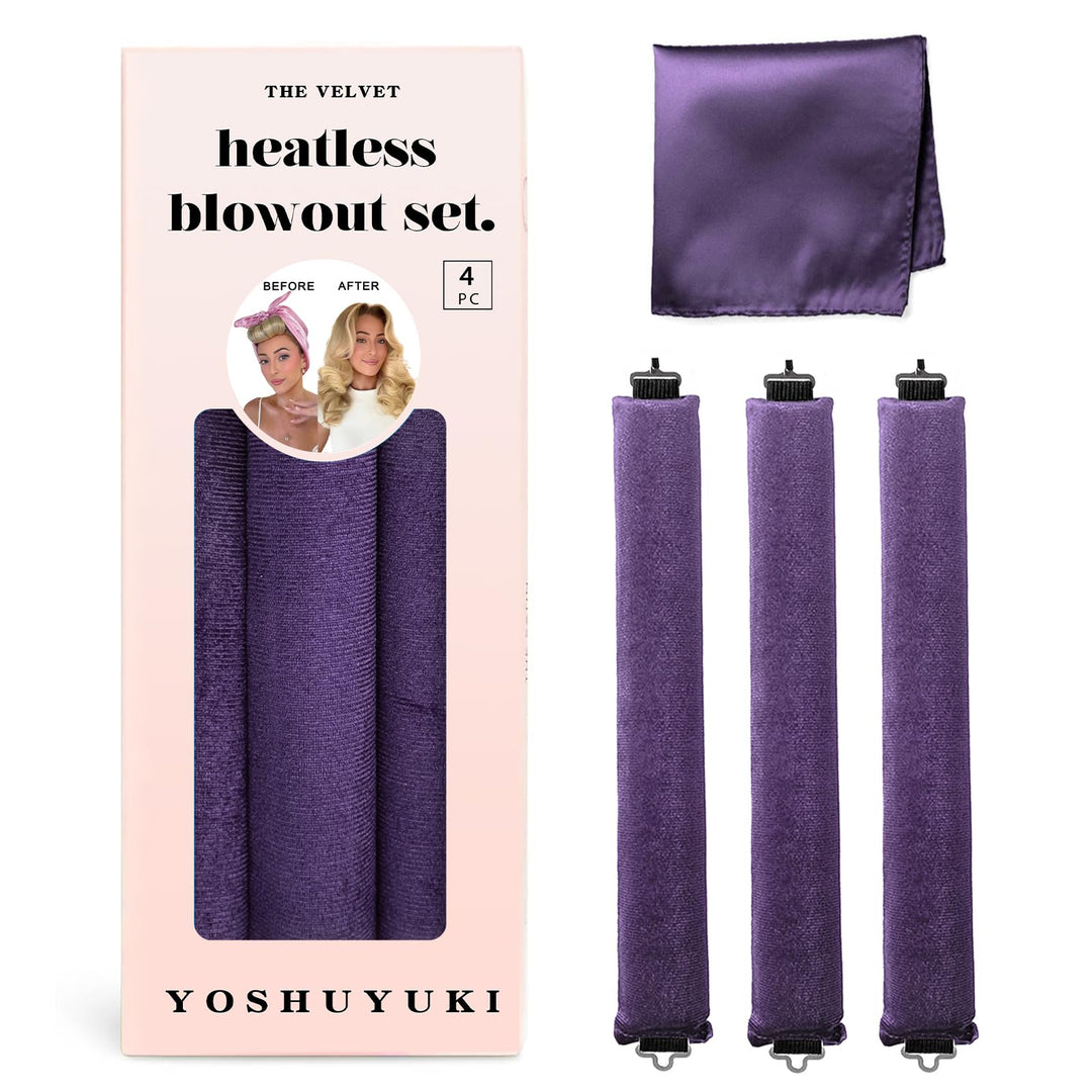 YOSHUYUKI Heatless Hair Curler to Sleep in No Heat Satin Heatless Curls Overnight Rods Curling Set Jumbo Large Foam Sponge Hair Rollers Curlers for Long Short Hair Volume Women Styling Tools Violet